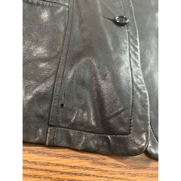 Pelle Studio black blazer button front collared leather jacket size Large - Picture 4 of 12